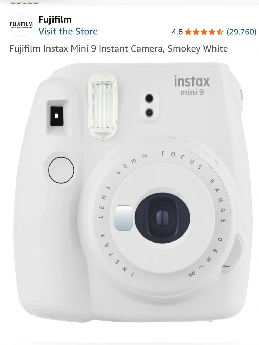 Fujifilm Instax Mini 9 Instant Camera - White - Picture 1 of 12
